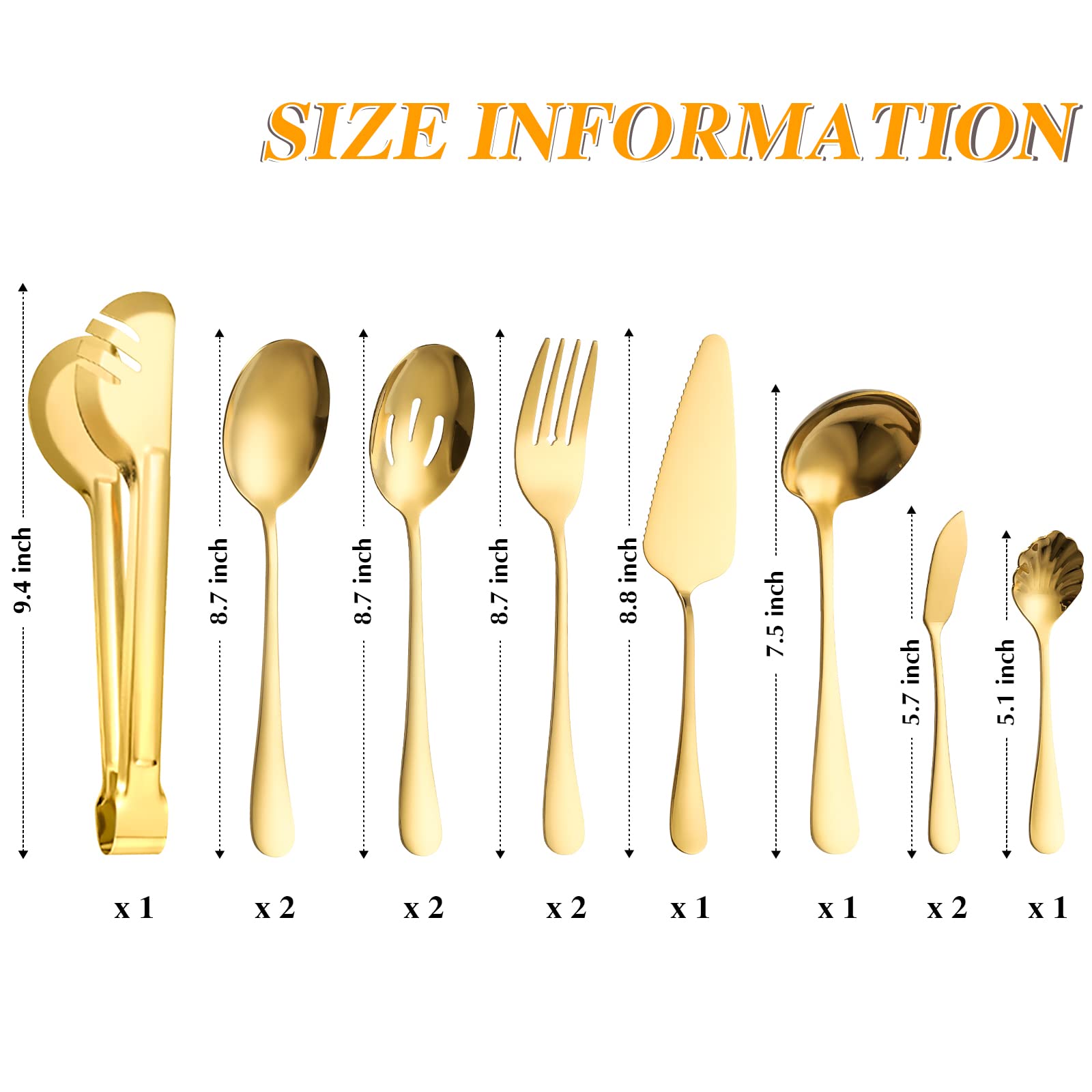 OIULO gold serving spoons ideal for salads, sides, and sauces
