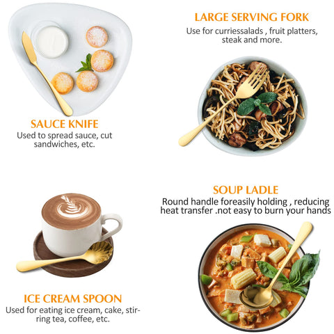 OIULO gold soup ladle for generous portions and smooth serving