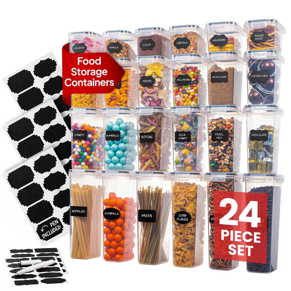 Oizeir airtight storage containers with secure lids for pantry freshness.
