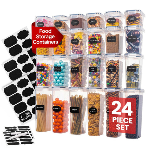 Oizeir airtight storage containers with secure lids for pantry freshness.