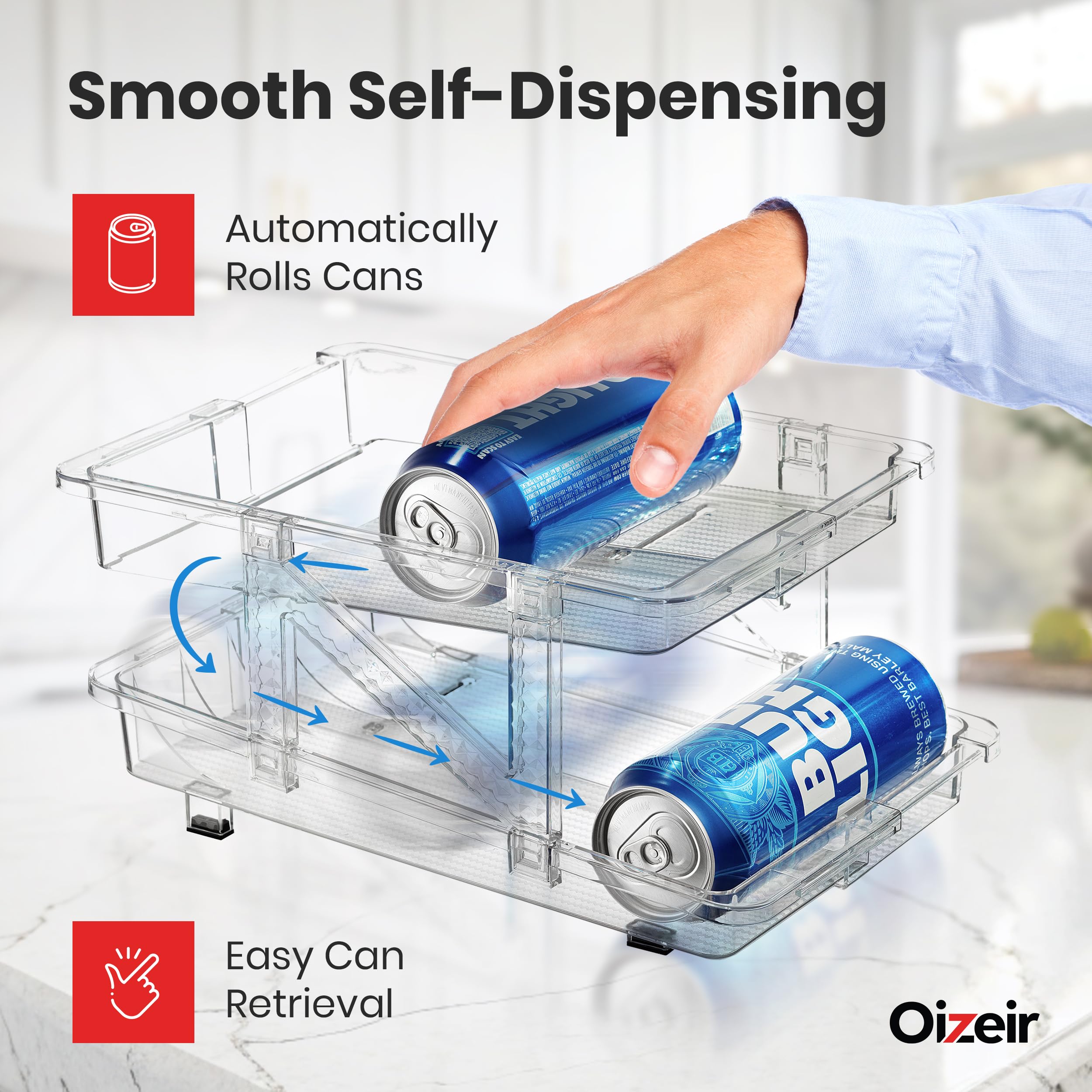Oizeir clear-view organizer front view enhances visibility of drinks