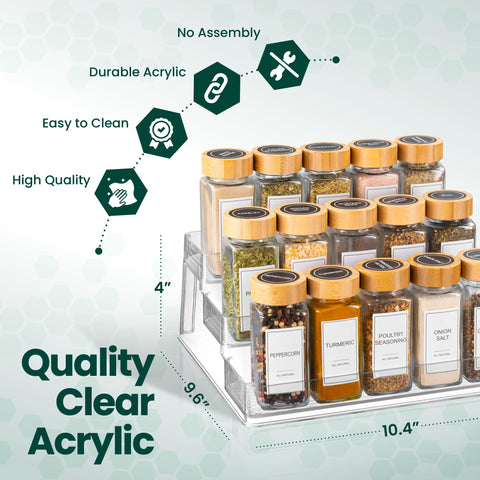 Oizeir Deep Spice Shelf, cabinet-friendly design keeps bottles stable and spills minimized.
