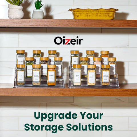 Oizeir Easy-Clean Acrylic Rack, sturdy single-piece design contrasts with busy countertops.