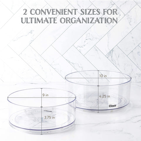 Oizeir Lazy Susan 11.8-inch turntable holds larger jars for easy access.