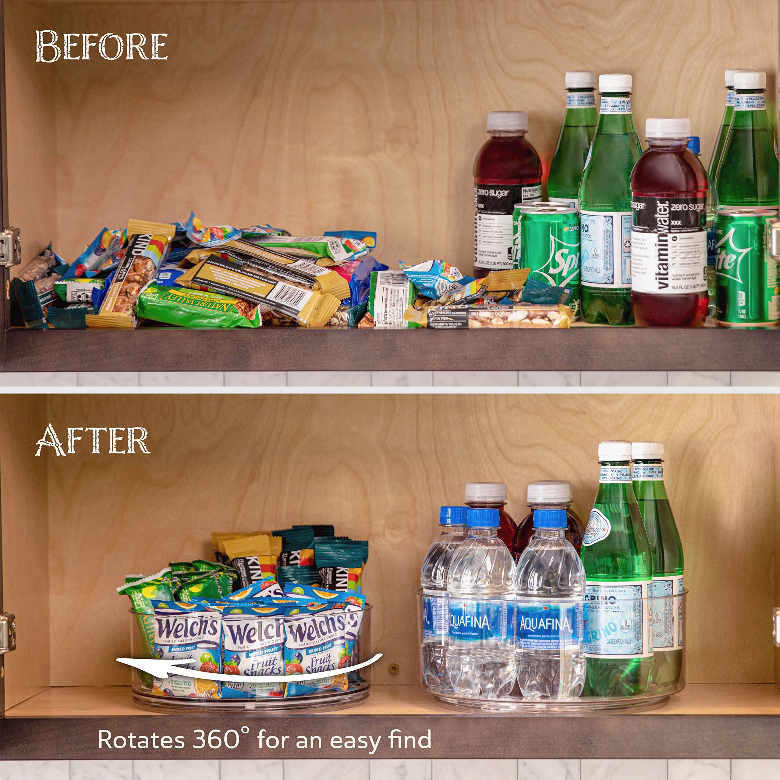 Oizeir Lazy Susan offers 360-degree rotation for quick item retrieval.