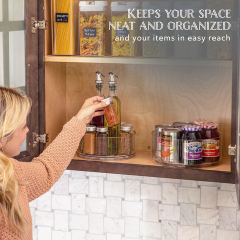 Oizeir Lazy Susan keeps fridge and cabinet items neatly organized.