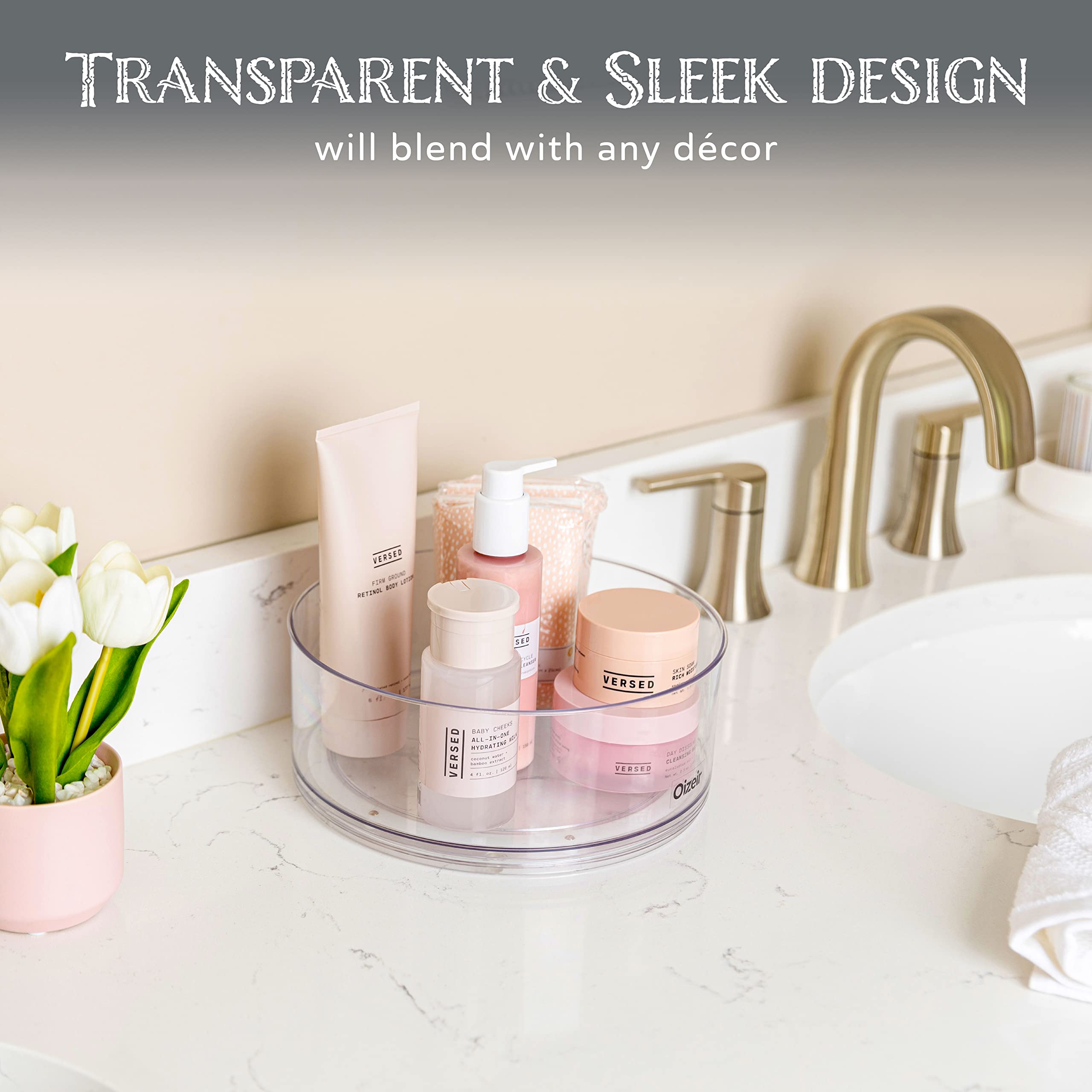 Oizeir Lazy Susan raised edge prevents spills during rotation.
