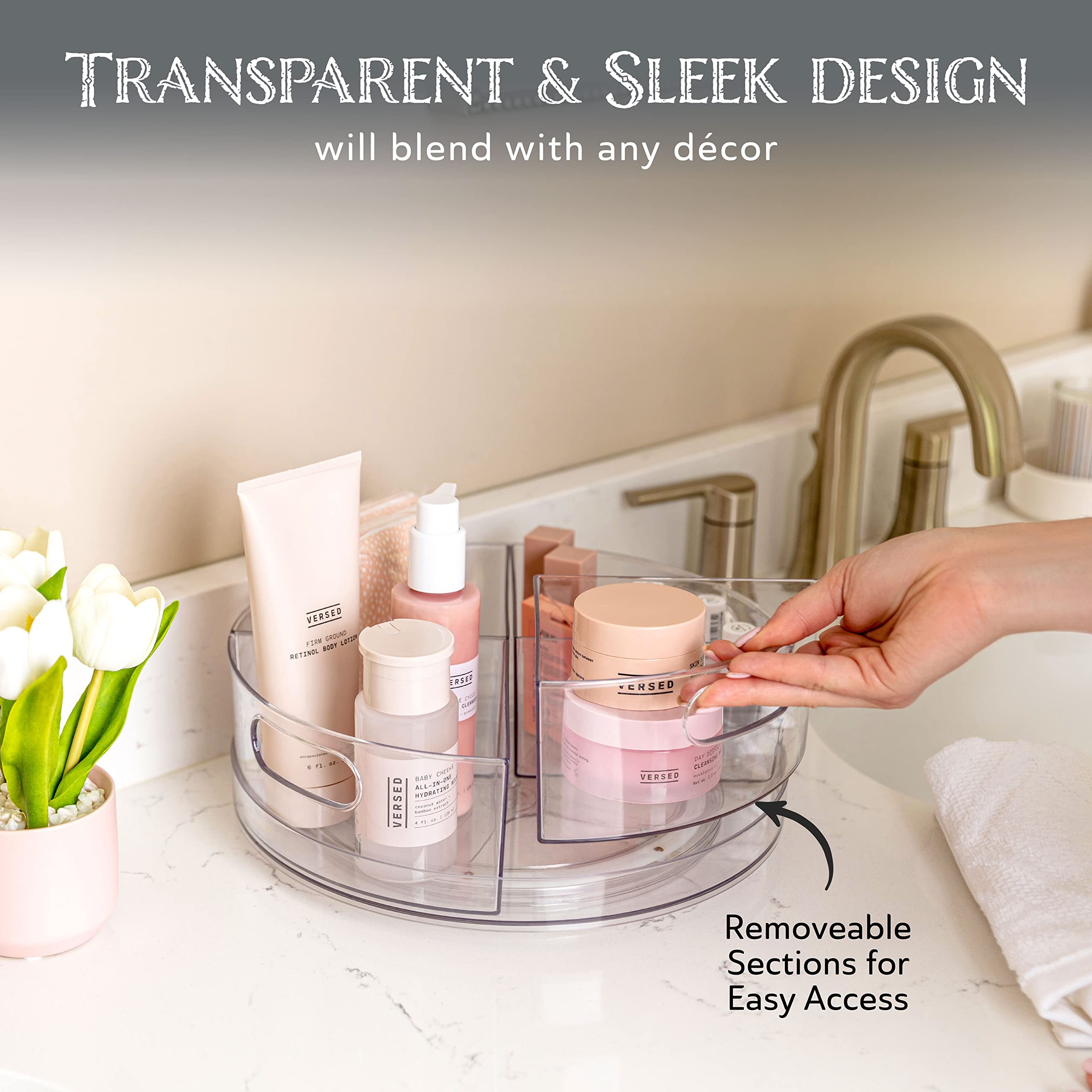 Oizeir Lazy Susan ideal for spices and condiments to save cabinet space.