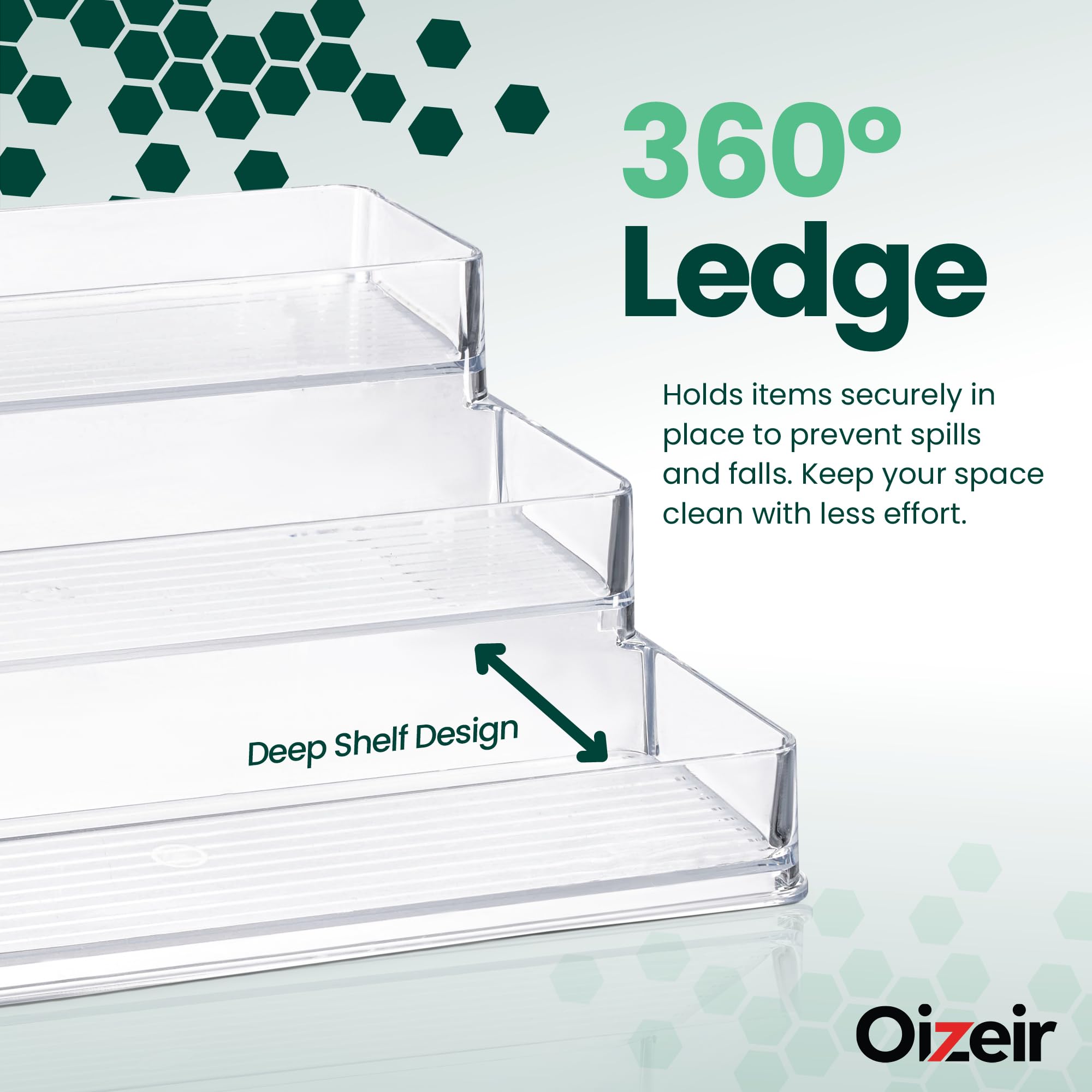 Oizeir Multi-Use Organizer, acrylic clarity highlights items while reducing clutter.