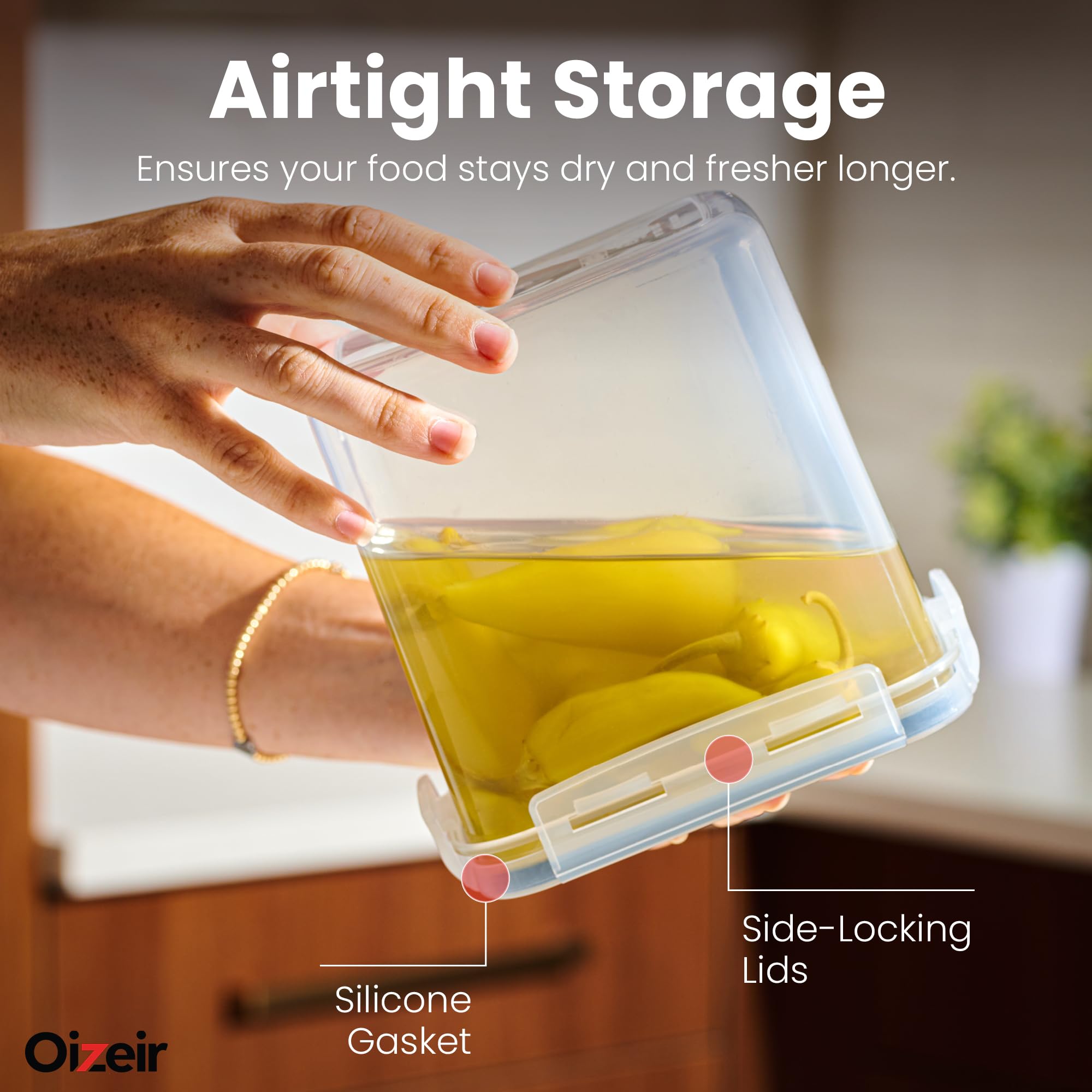 Oizeir easy-clean lids remove silicone seal for quick washing.