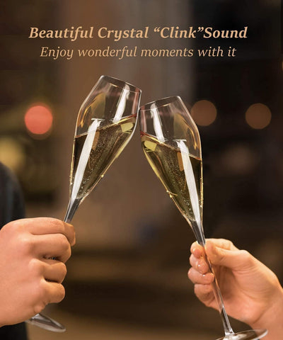 OJA crystal clarity showcases champagne color in each glass.