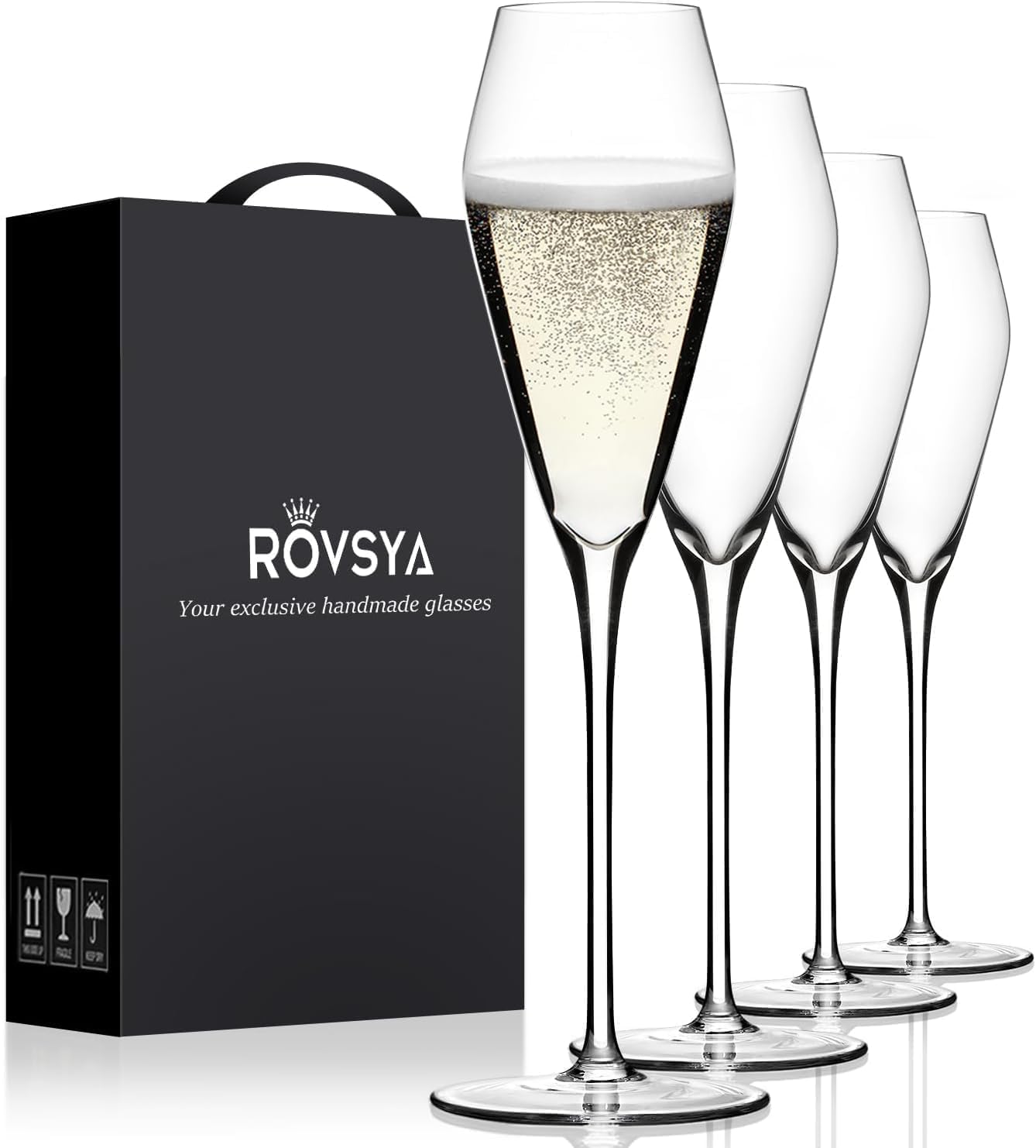 OJA champagne flutes set of 4 hand-blown for elegant weddings.