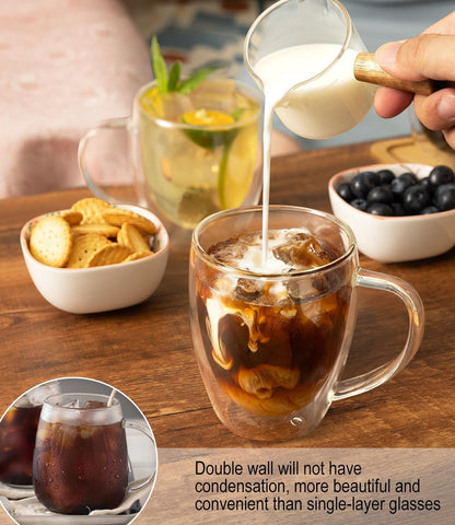 OJA hand-blown glass mug showcases a floating inner layer for dramatic drinks.