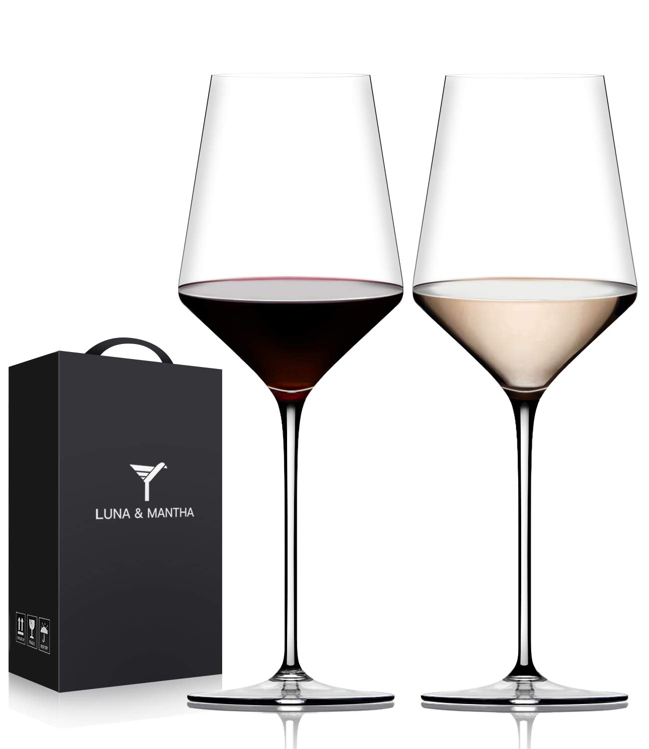 OJA red wine glasses set of 2 hand-blown for elegant tastings