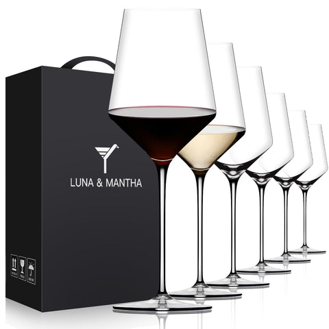 OJA red wine glasses set of six with thin rims for elegant sipping.