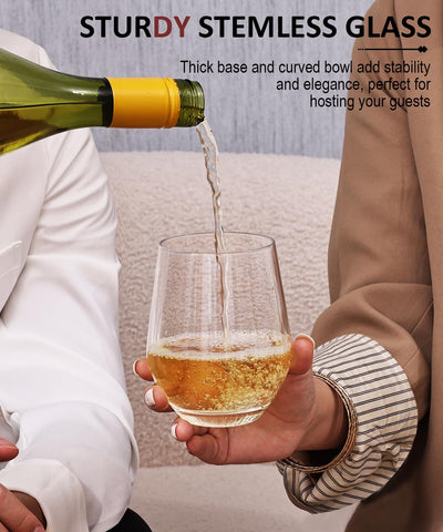 OJA stemless wine glass base provides stability and confident toasts.
