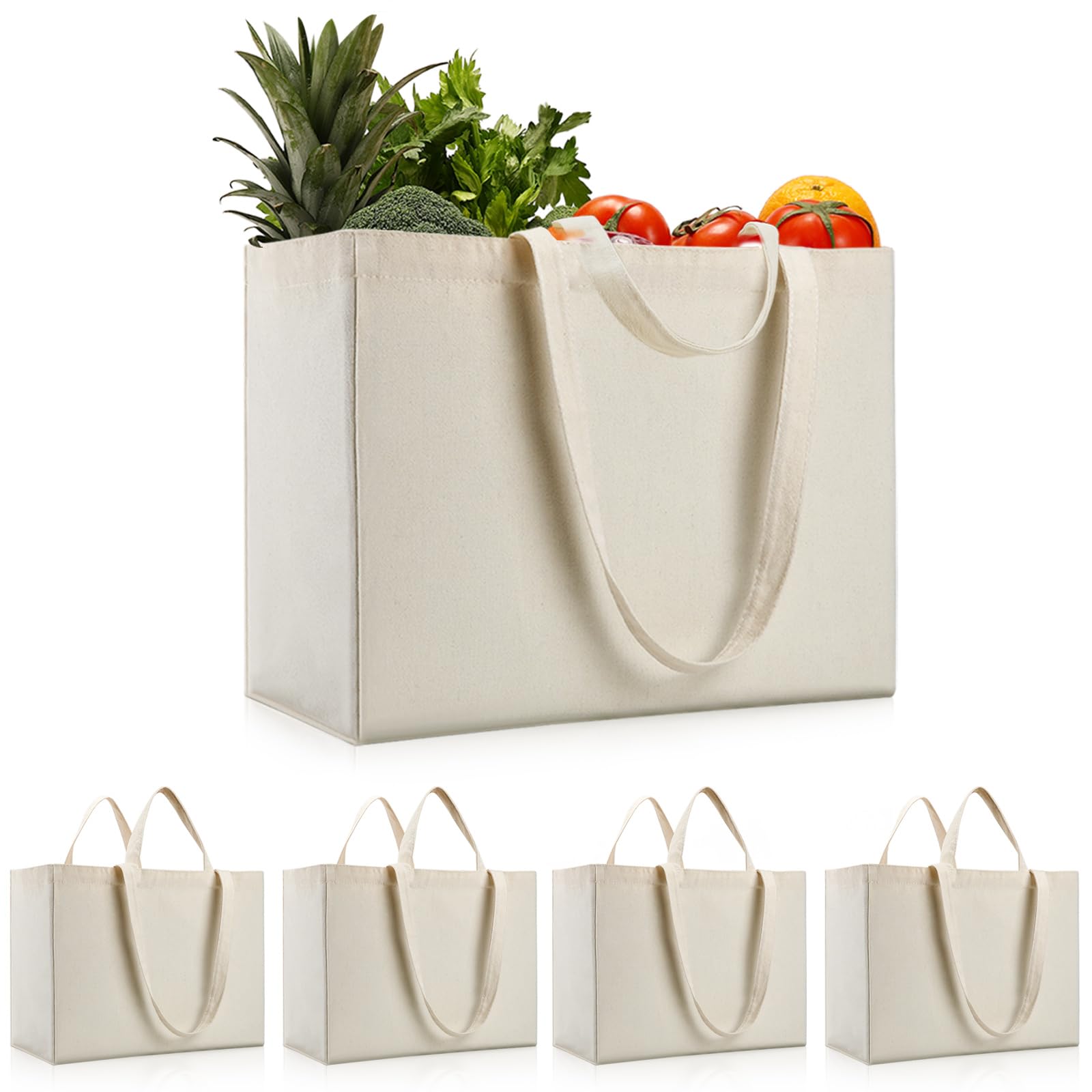 OKBA 5PCS reusable bags with long straps for easy shopping.