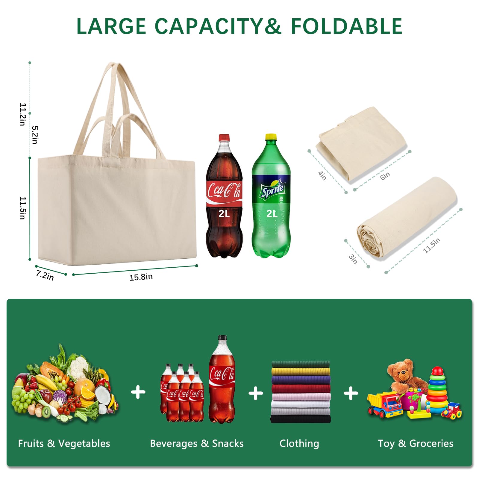 OKBA durable canvas material supports heavy groceries and daily use.