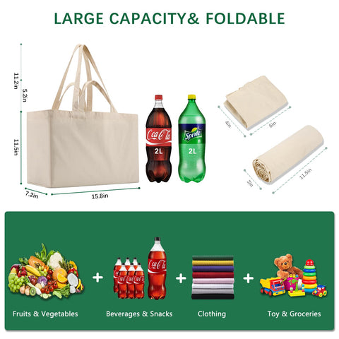 OKBA durable canvas material supports heavy groceries and daily use.