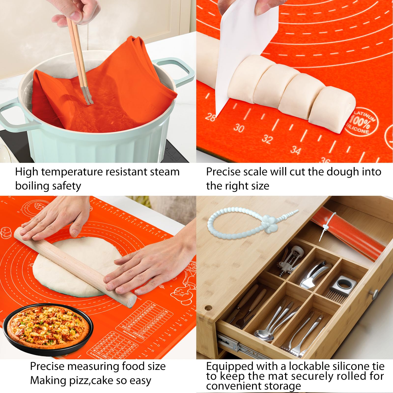 OKeanu silicone mat supports baking tasks from pies to fondant