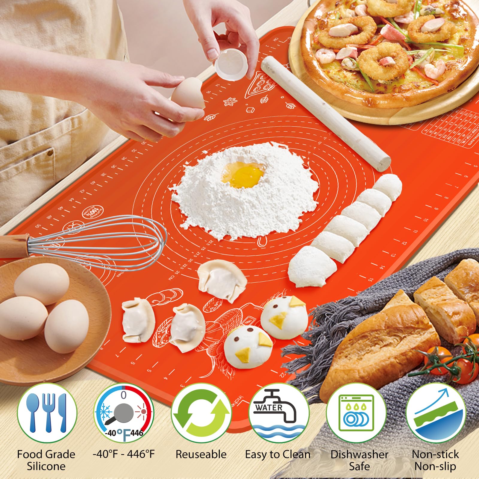 OKeanu silicone baking mat non-stick surface for effortless pastry work