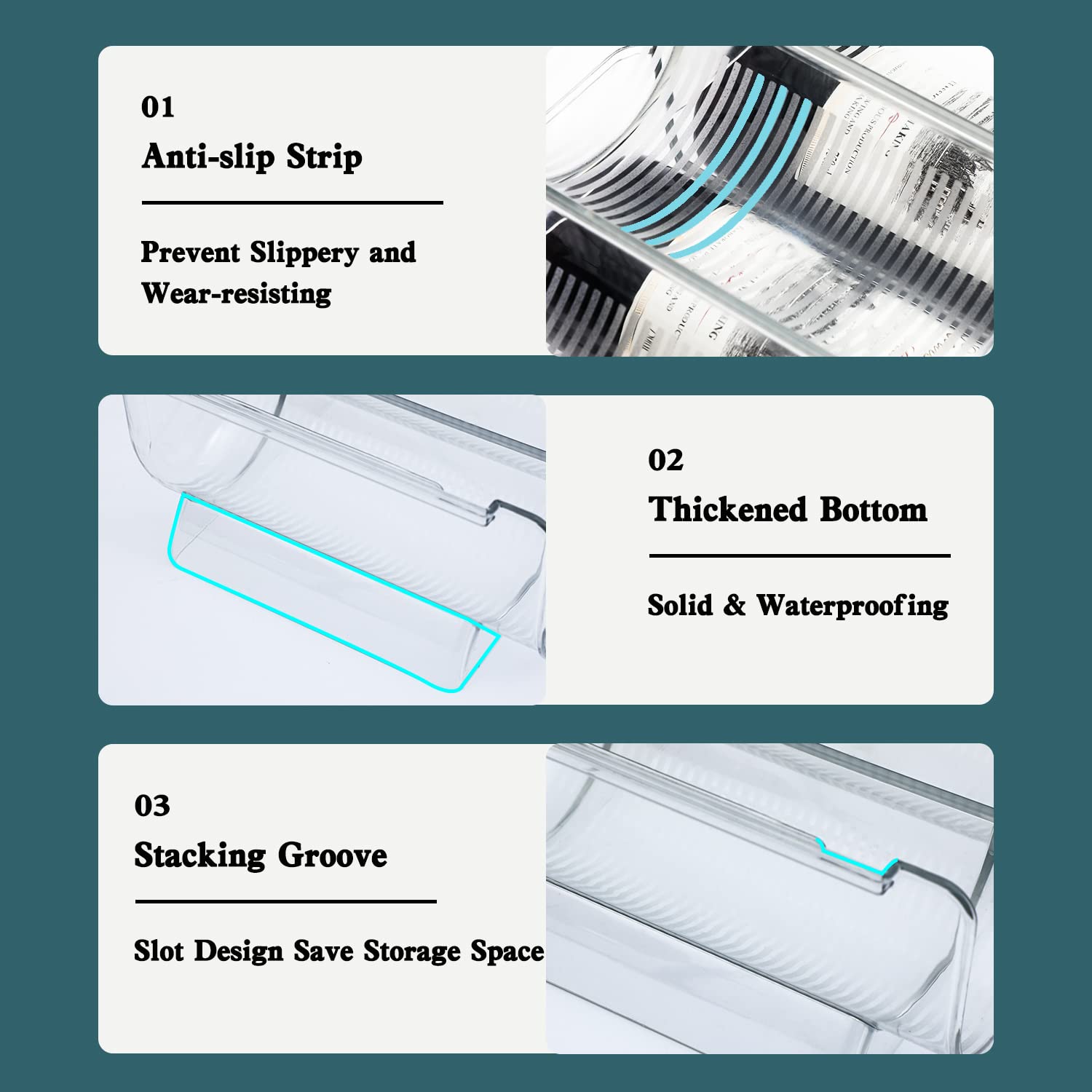 OKITCHEN anti-slip base keeps racks steady during daily use.