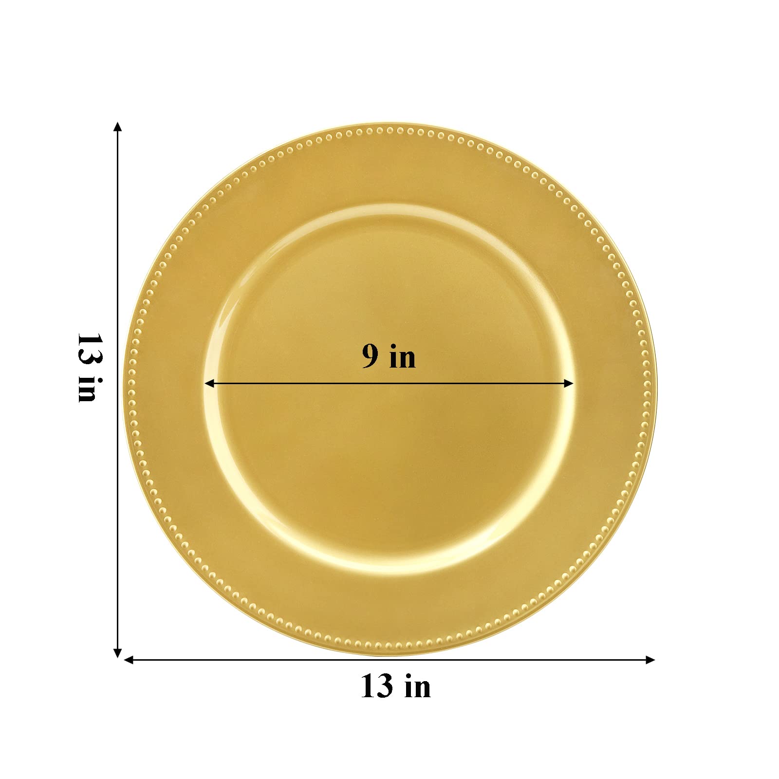 Okllen 12-pack gold charger plates ready for weddings and catered events.