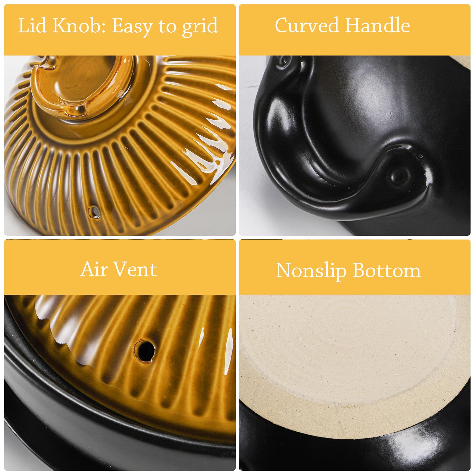 Okllen double-handled bowl with heat-resistant trivet ensures safe handling and serving.