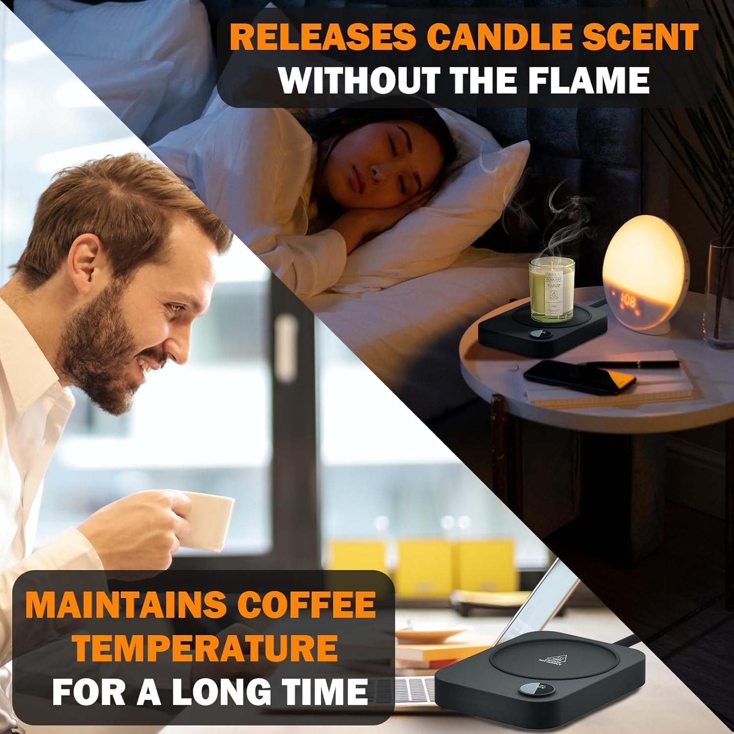 Okutani mug warmer heating plate demonstrating universal cup compatibility