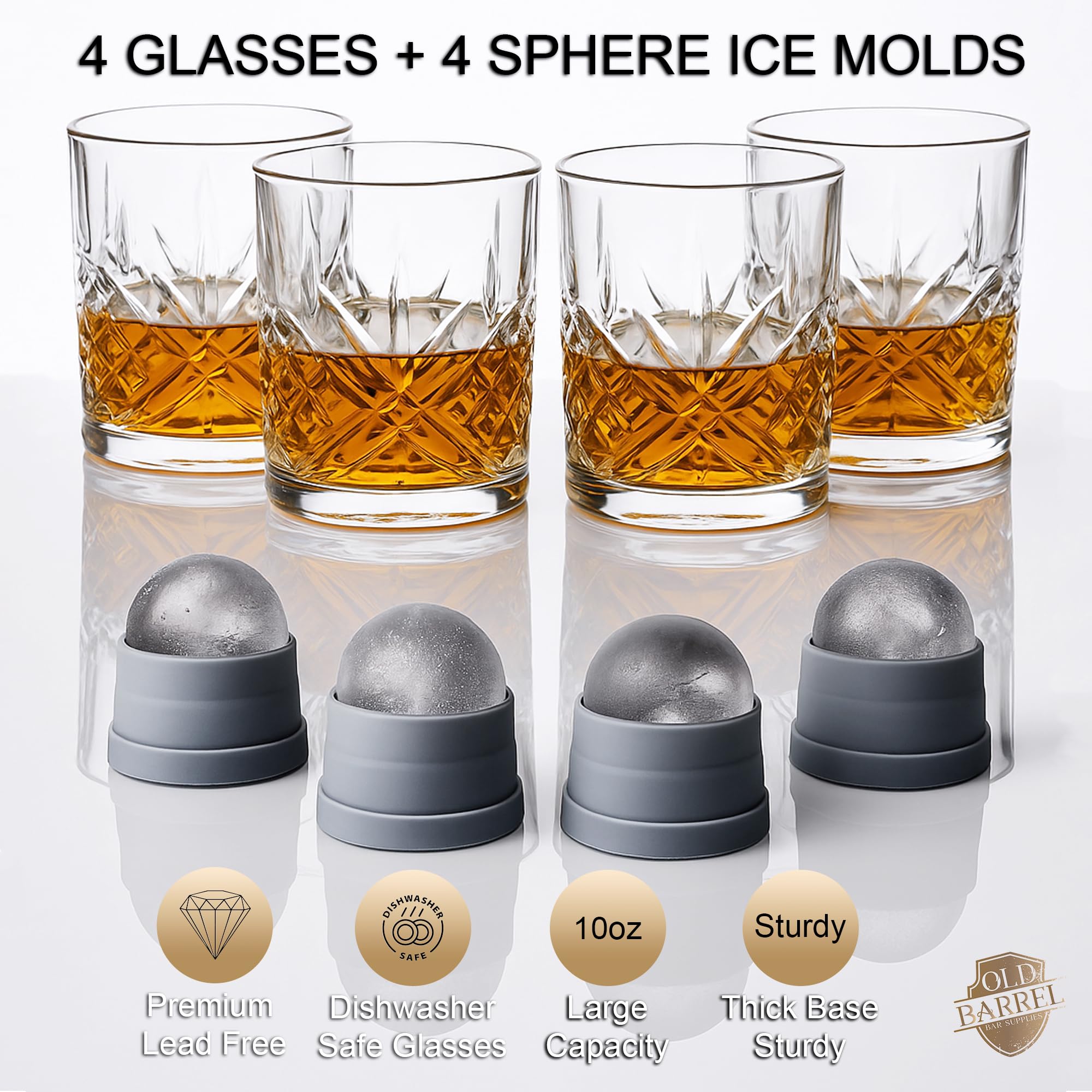 Old Barrel Silicone Ice Ball Molds form slow melting spheres for flavor preservation.