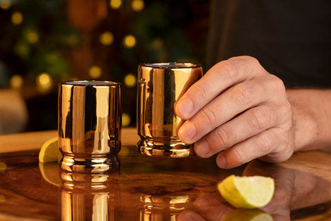 Ceramic shot glasses holding 2 ounces by Old Southern Brass
