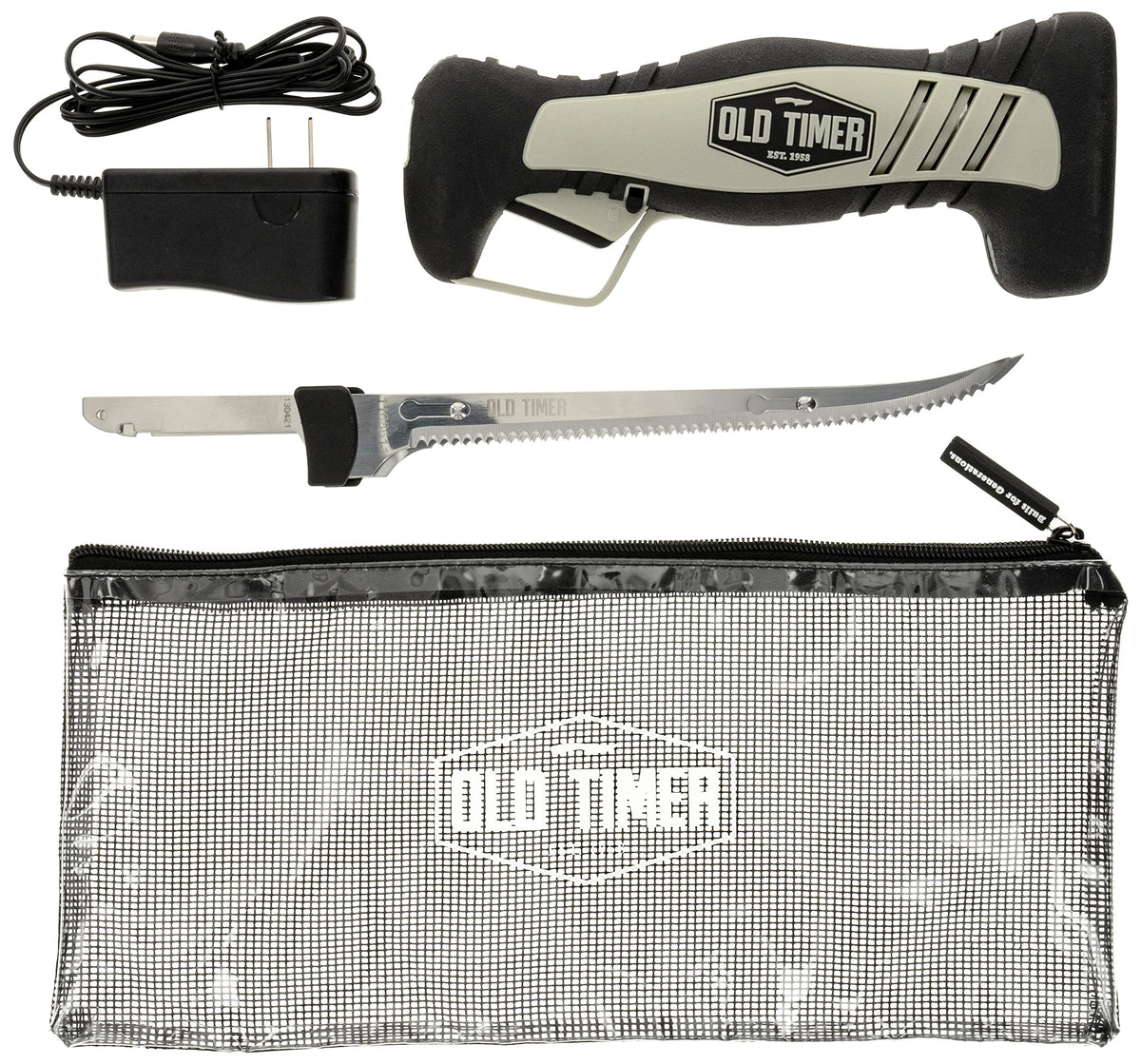 Old Timer cordless fillet knife with 8in blade for clean, precise fish fillets.
