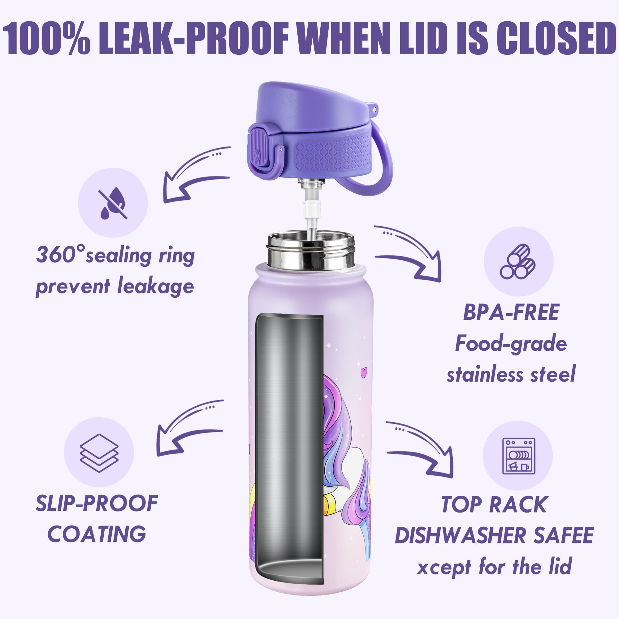 OLDLEY water bottle backpack-friendly 20oz for school and travel