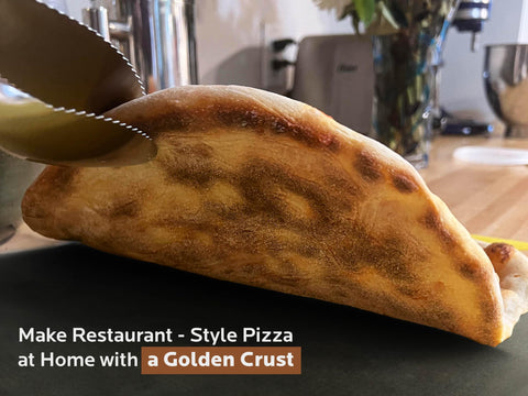 OLEEK pizza steel helps achieve crispy crusts on baked pizzas.