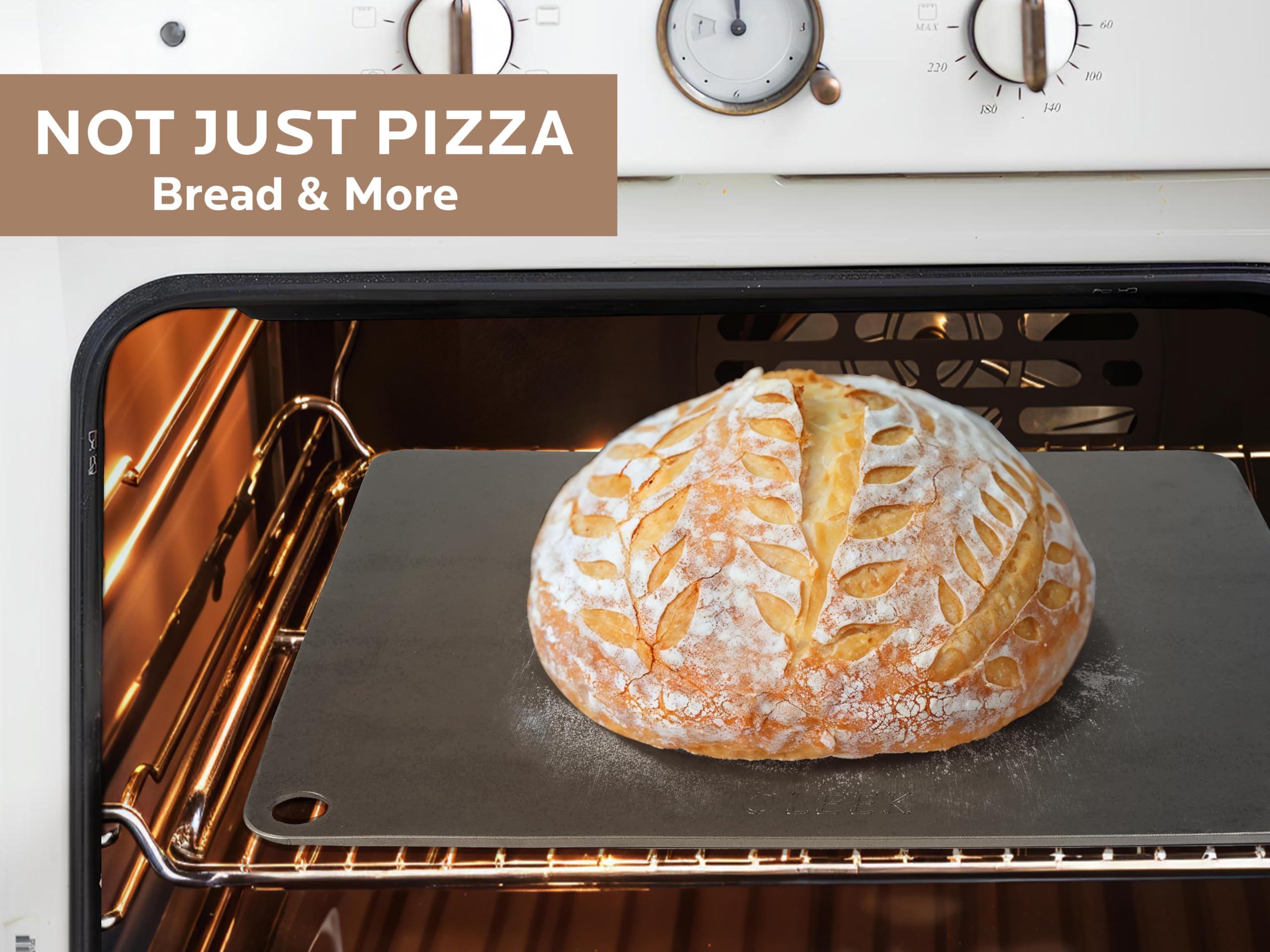 OLEEK pizza steel demonstrates rapid heat transfer for consistent results.