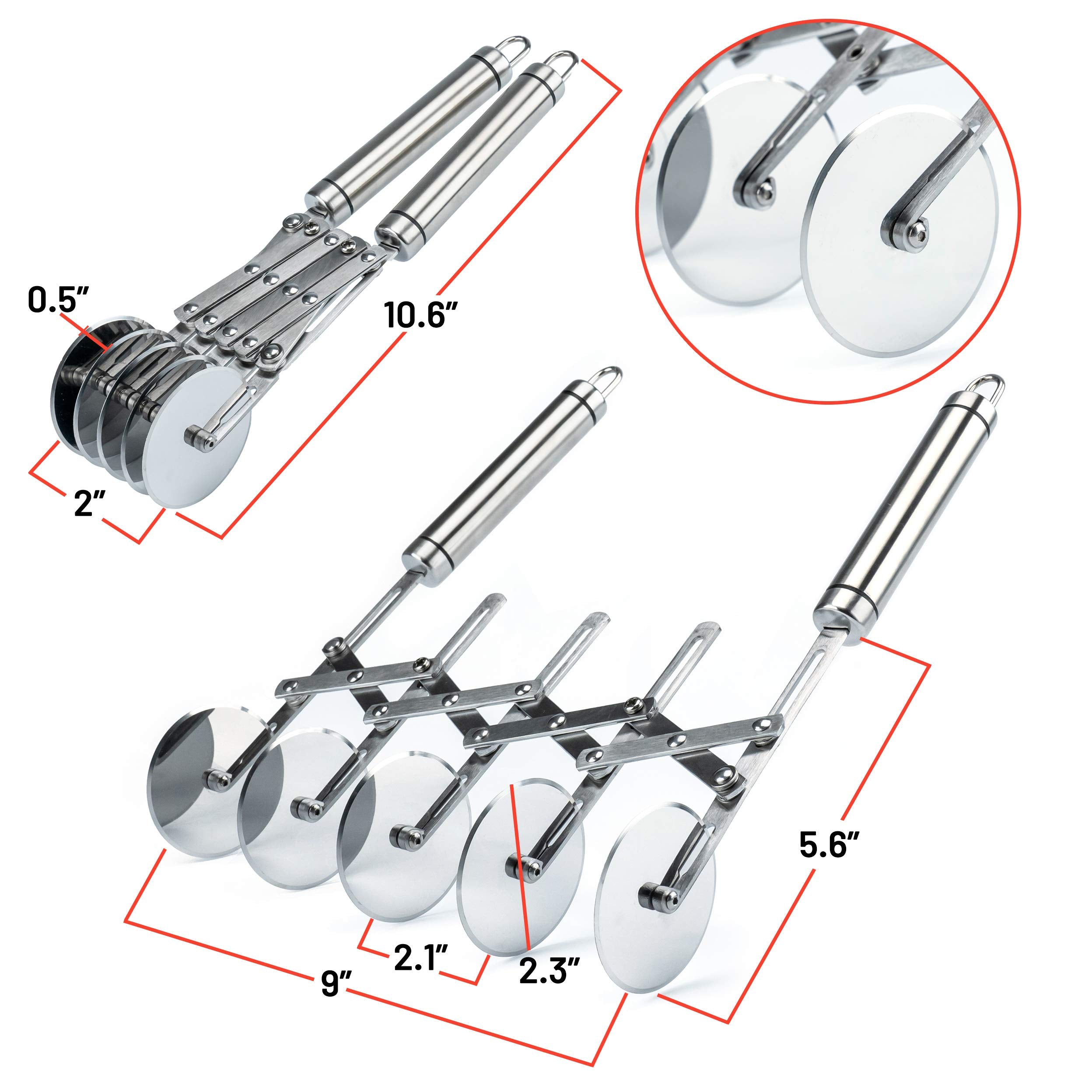 Oleex Dual-Fluted Ravioli Pizza Wheel creates decorative edges for ravioli and pastries.
