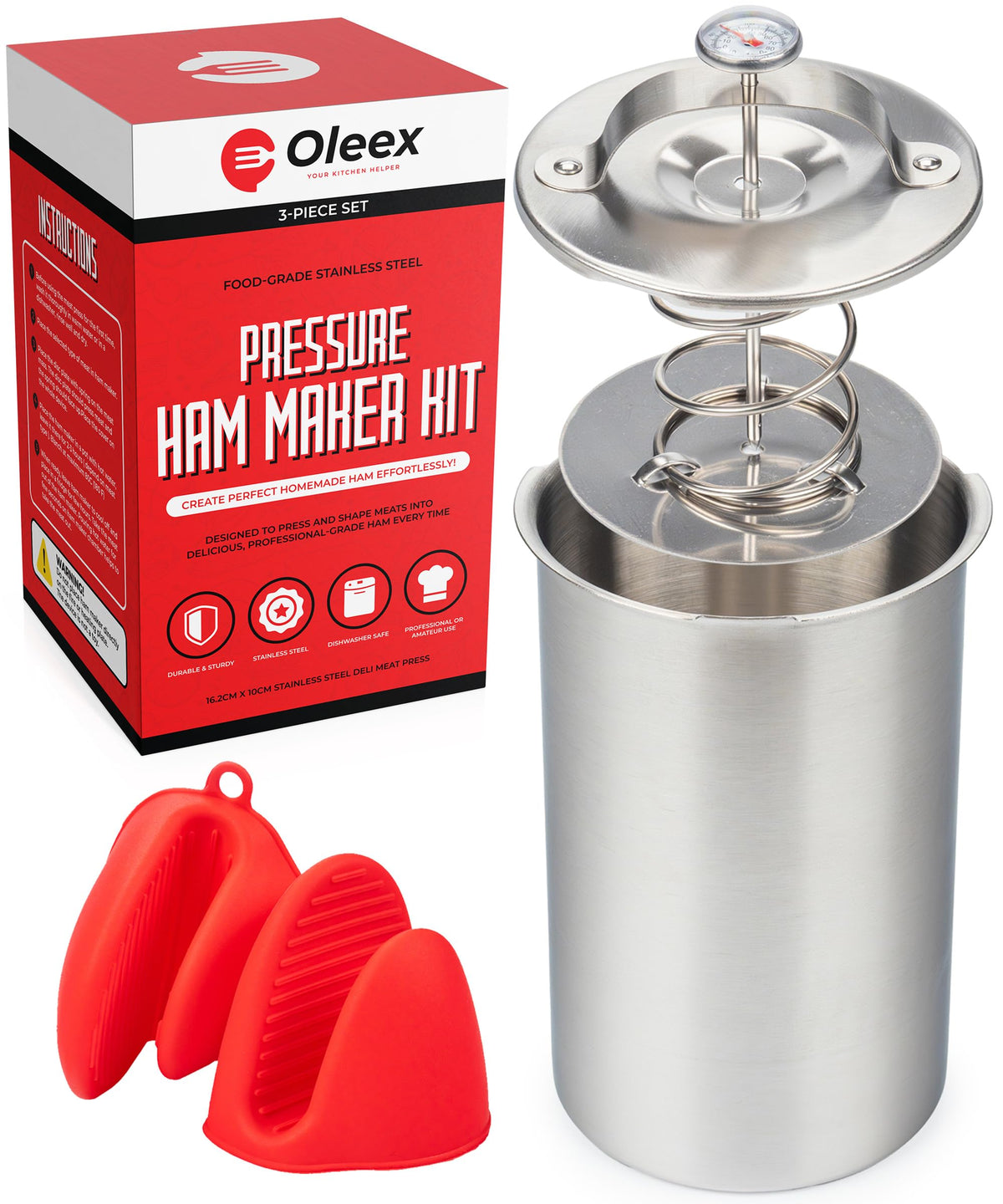 OLEEX lunch meat press in action for uniform deli slices at home.
