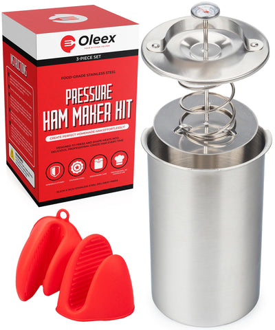 OLEEX lunch meat press in action for uniform deli slices at home.