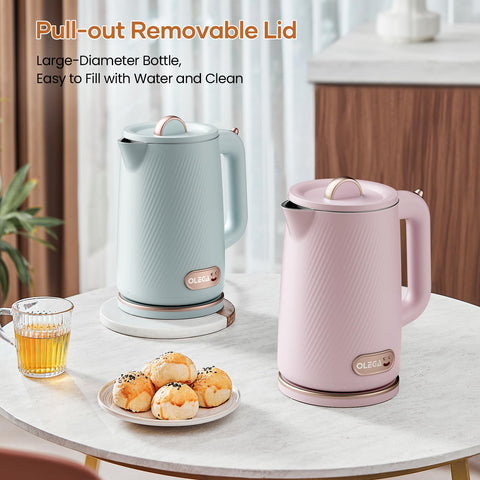 Auto shut-off and dry-boil protection demonstrated on the OLEGA kettle.