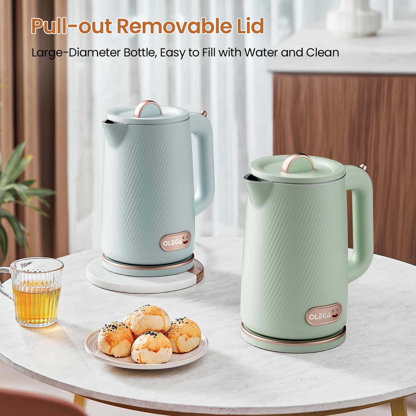 OLEGA auto shut-off maintains safe, worry-free boiling.