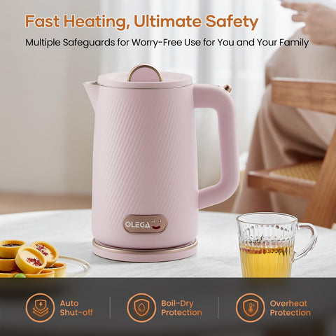 OLEGA cool-touch exterior for safe handling during pouring.