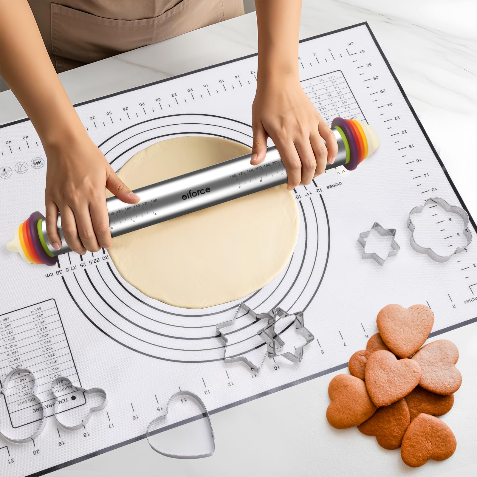 Olforce all-in-one dough tool set supports pizza, pastries, and cookies.