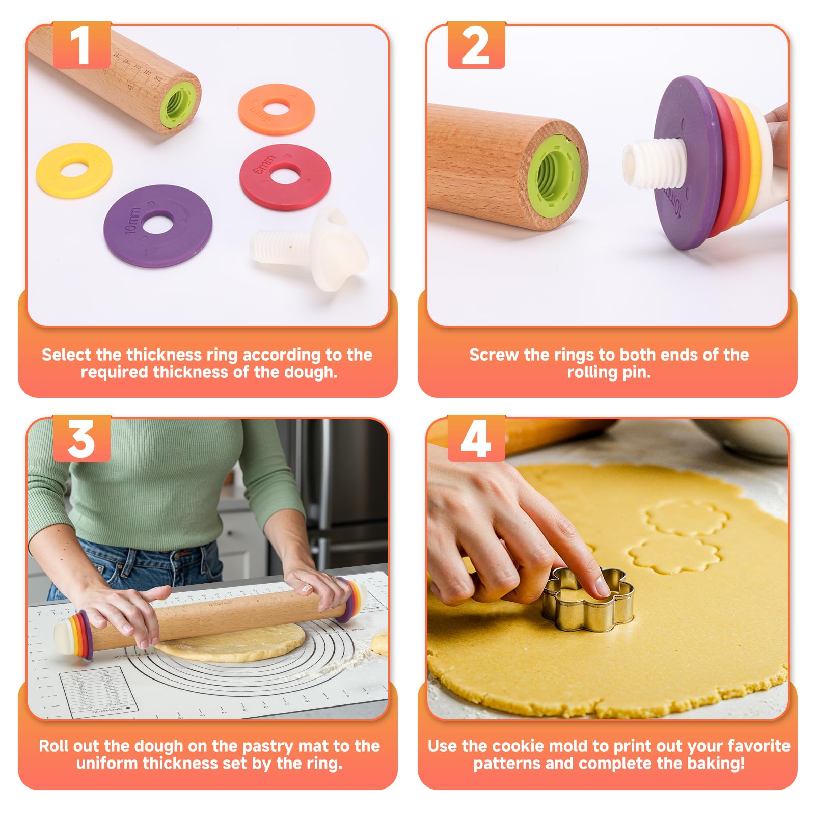 Olforce pastry mat with cookie molds showcases ready-made shapes and organization