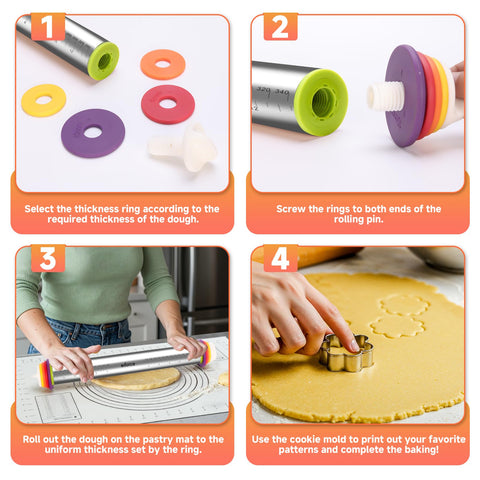Olforce 4 mm thickness ring helps maintain even cookie and pastry thickness.