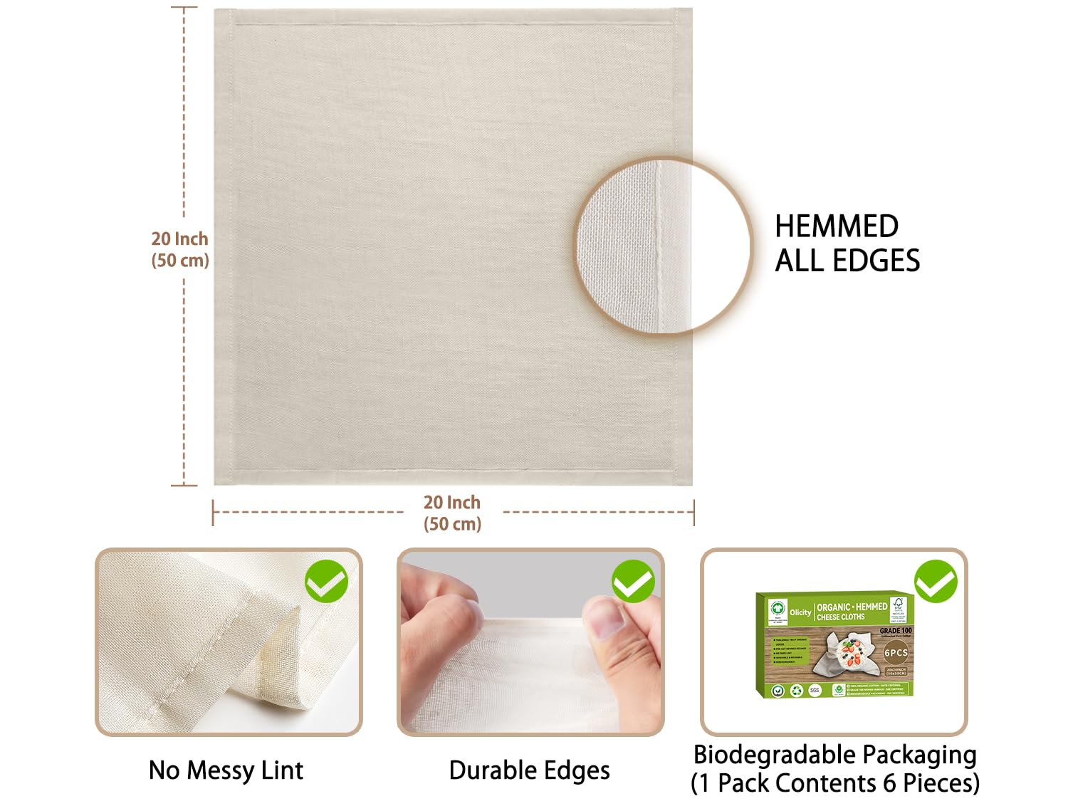 Olicity durable mesh cheese cloth designed for repeated use in cooking.