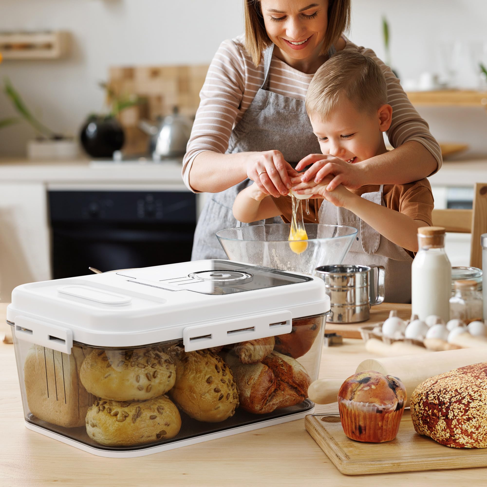 Olimingse bread box flip-top design for simple opening