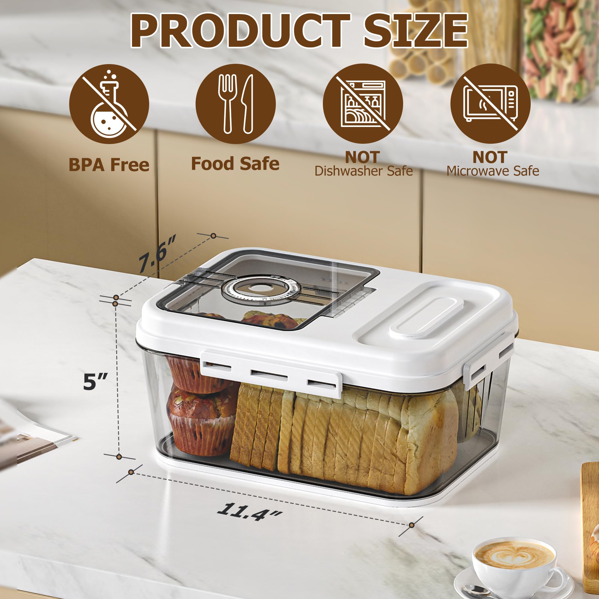 Olimingse bread box inside view with bread and cookies storage