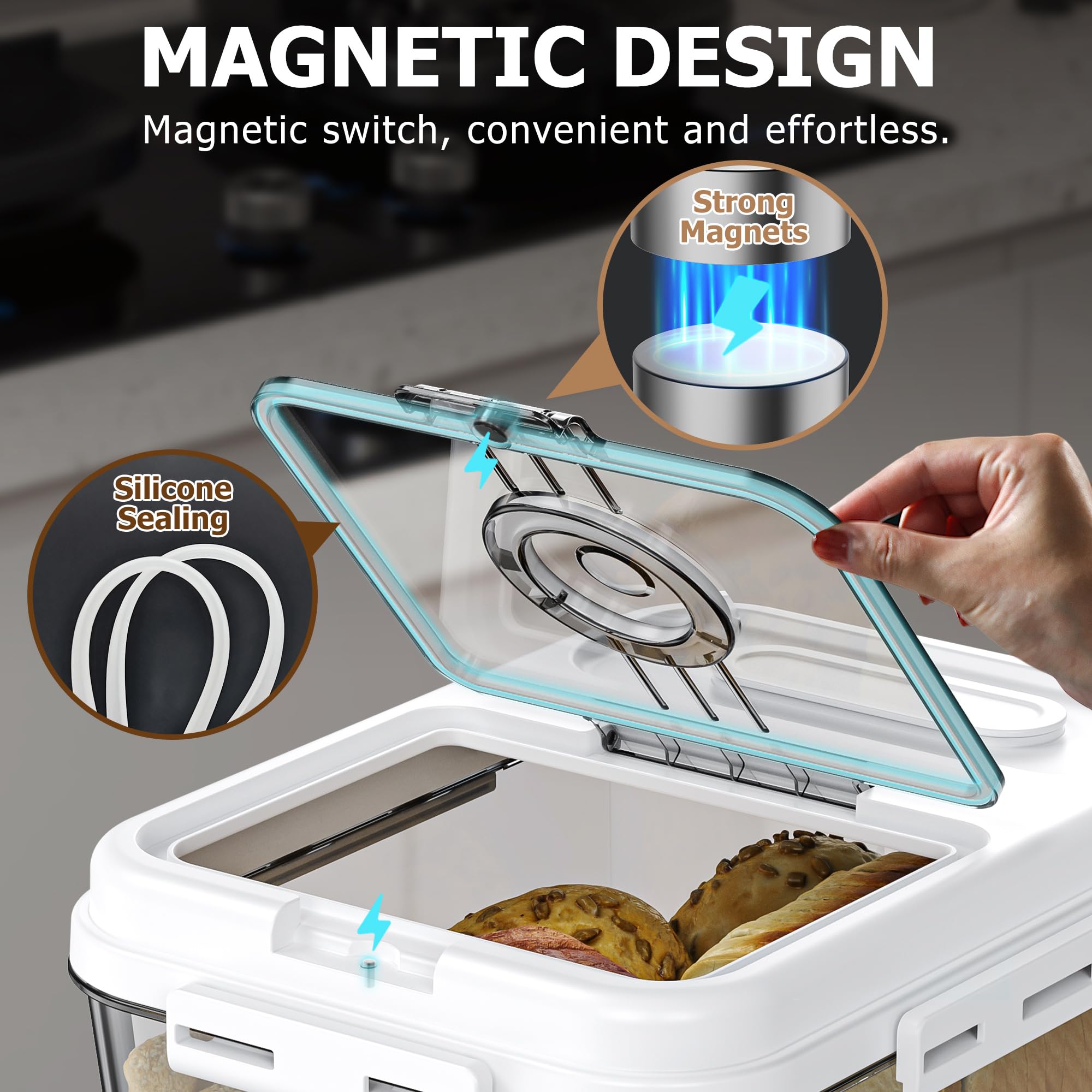 Olimingse bread box time dial for tracking storage dates