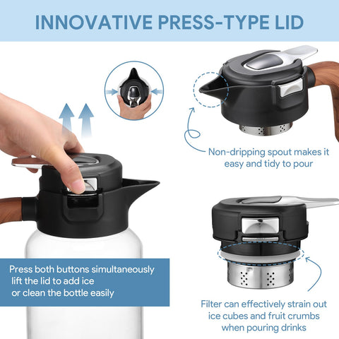 Olivego leak-proof spout ensures clean pouring for sun tea or cold brew.