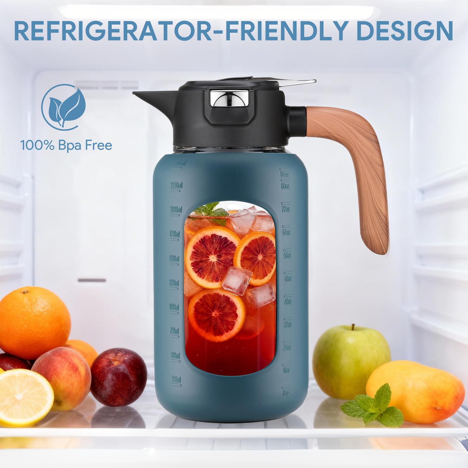 Olivego wooden handle adds elegance and anti-slip grip for smooth pouring.